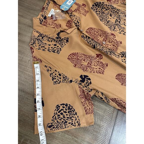 Earthbound Trading Co Short Sleeve Button Down Brown Leopard Shirt Size Large - Picture 9 of 12